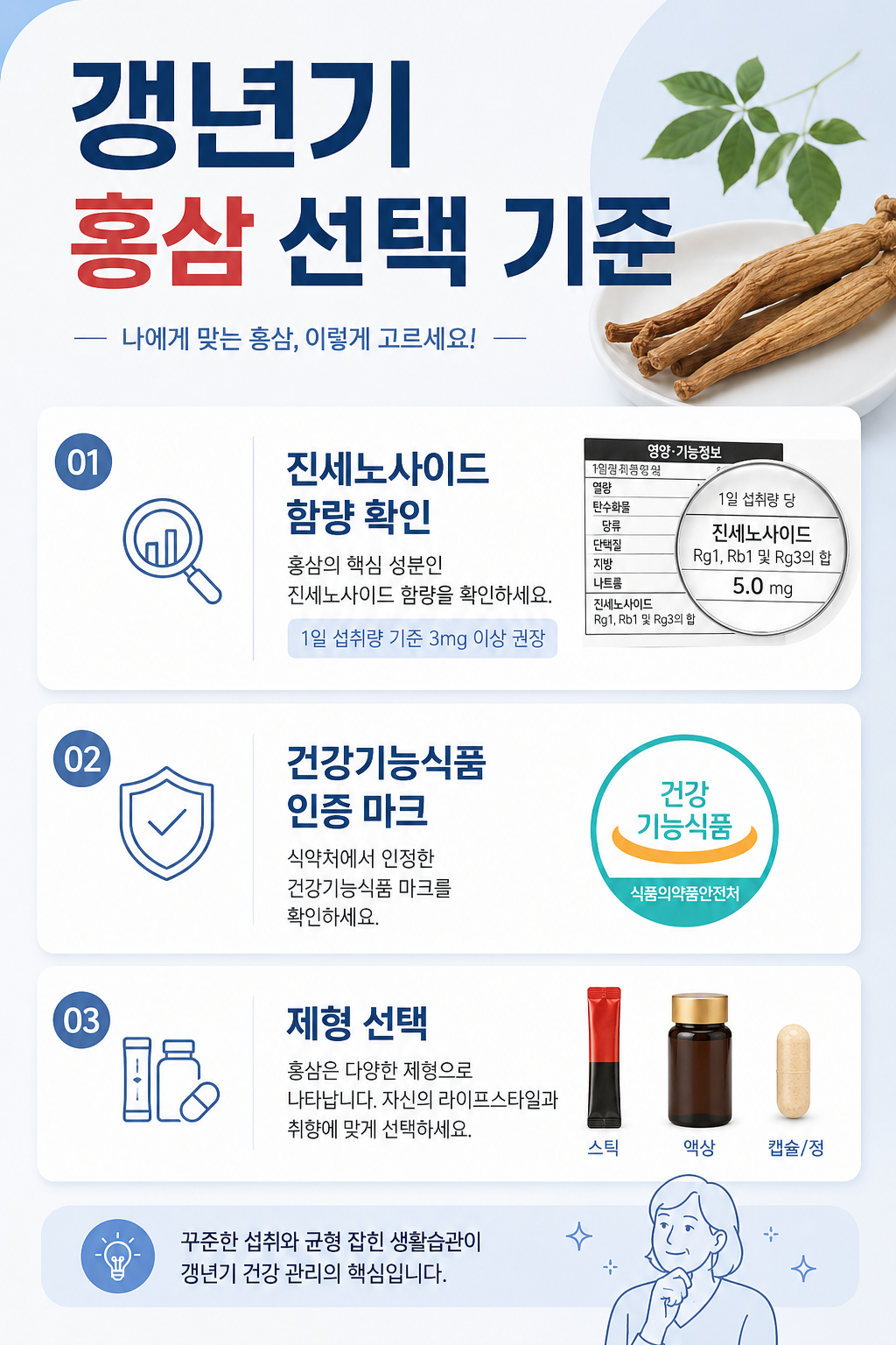 갱년기 홍삼 선택 기준 인포그래픽