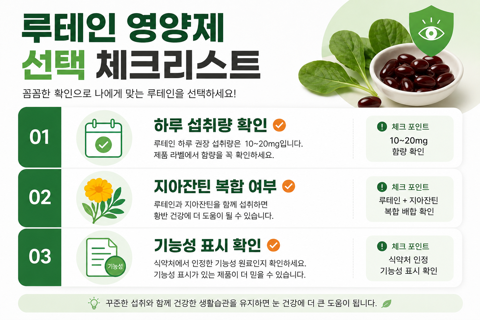 루테인 영양제 선택 체크리스트 인포그래픽